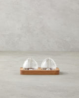 Professional Borosilicate Acacia Salt Pepper Shaker Set   Clear 2 Piece