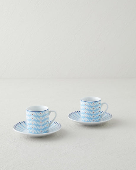 Premium Porcelain Turkish Coffee Cup Set Blue 4 Piece 80ml