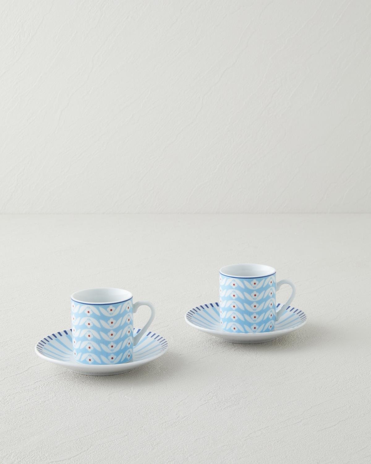 Premium Porcelain Turkish Coffee Cup Set Blue 4 Piece 80ml
