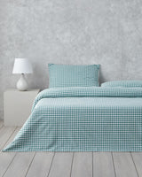 Premium-Clouded-Grid-Yarn-Dyed-Double-Duvet-Cover-Set-200x220cm-Dark-Green