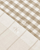 طقم غطاء لحاف مفرد فاخر مصبوغ بالخيط بنقشة مربعات ضبابية - رملي