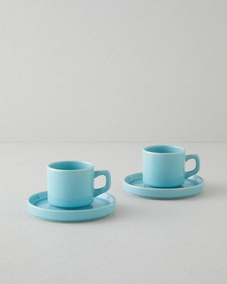 Premium Ceramic Light Blue Tea Cup Set 4 Piece 184ml