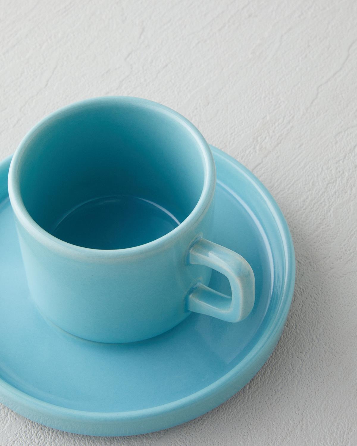 Premium Ceramic Light Blue Tea Cup Set 4 Piece 184ml