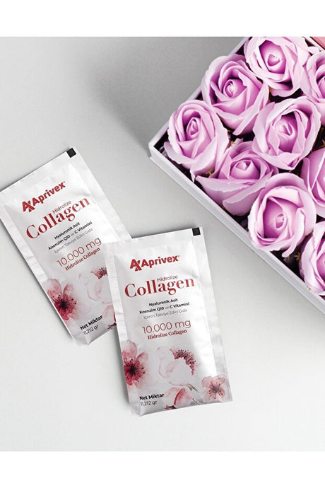 Collagen 10,000mg Hydrolyzed Powder - Hyaluronic Acid & Vit C (30 Sachets) - TryAladdin