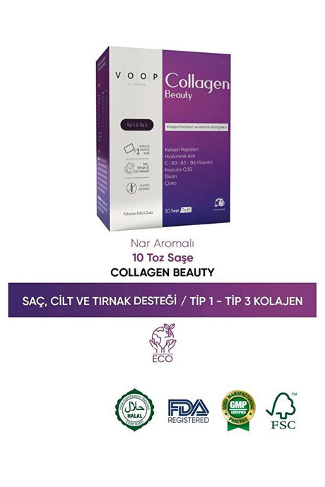 Collagen Beauty Powder - Type 1 & 3, Pomegranate, 7g x 10 Sachets - TryAladdin