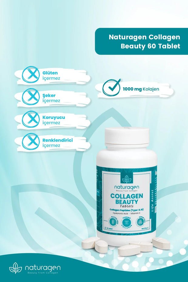 Collagen Beauty Tablets - Type 1 & 3 with Vitamin C, 60 Tablets - TryAladdin