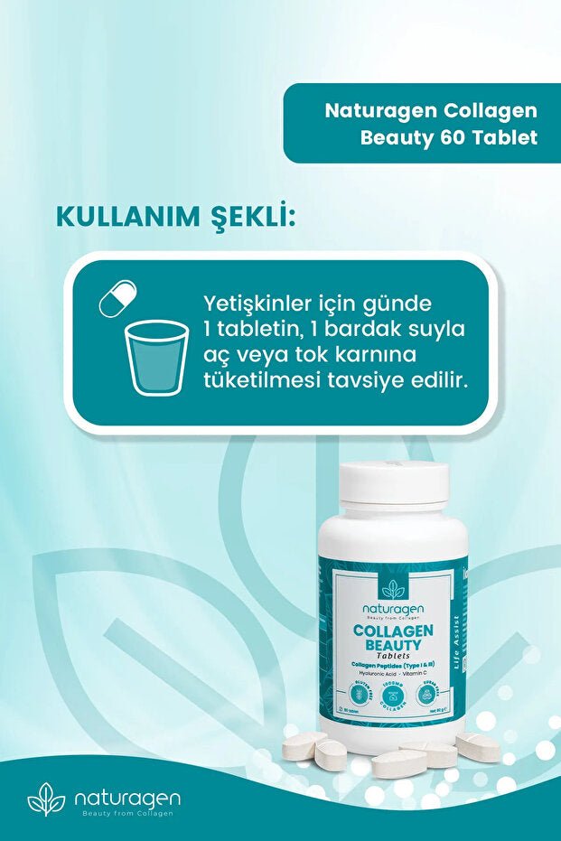 Collagen Beauty Tablets - Type 1 & 3 with Vitamin C, 60 Tablets - TryAladdin