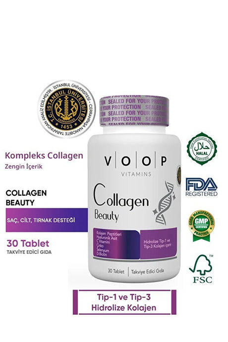Collagen Beauty Type 1 & 3 - Hyaluronic Acid, Biotin & Zinc - 30 Tablets - TryAladdin