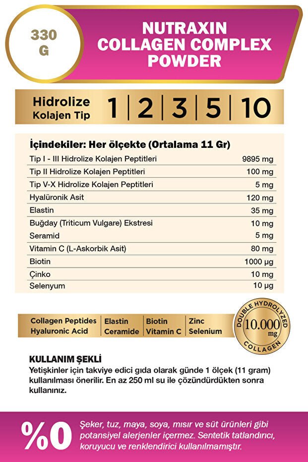 Collagen Complex Powder 330g - Multi - Type Collagen & Hyaluronic Acid - TryAladdin