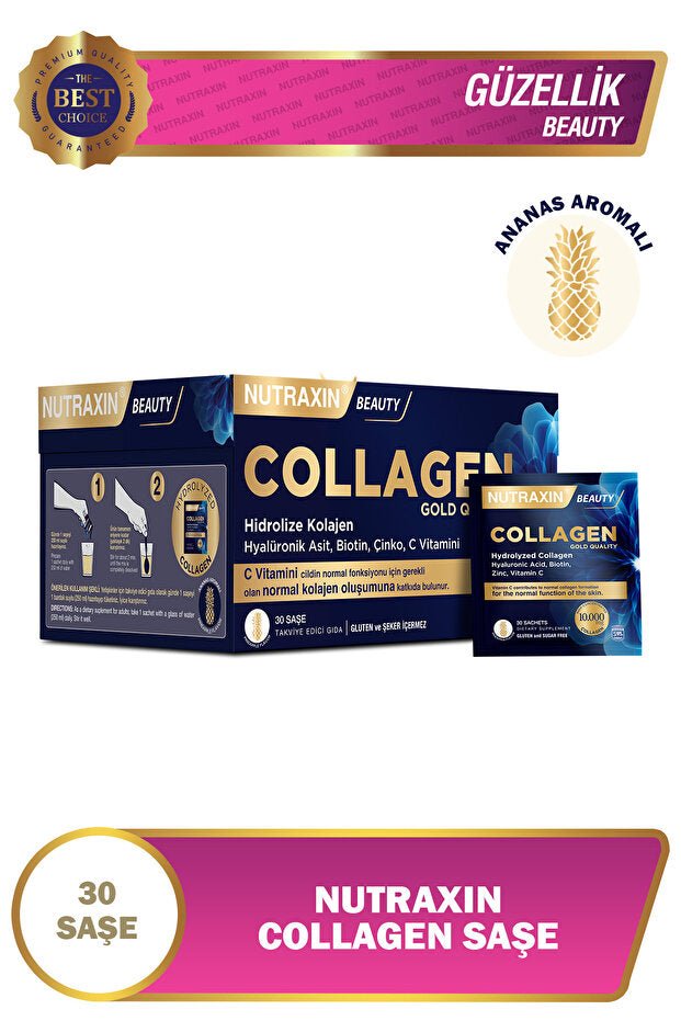 Collagen Gold Quality - 10,000mg, 30 Sachets, Pineapple Flavor - TryAladdin