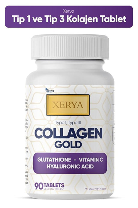 Collagen Gold - Type 1 & 3, Glutathione, HA, Vit C - 90 Tablets - TryAladdin
