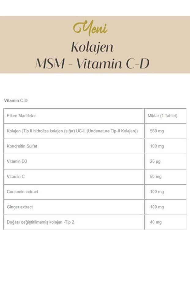 Collagen Gold Type 2 Supplement with MSM, Vitamin C - D (30 Caps x 2) - TryAladdin