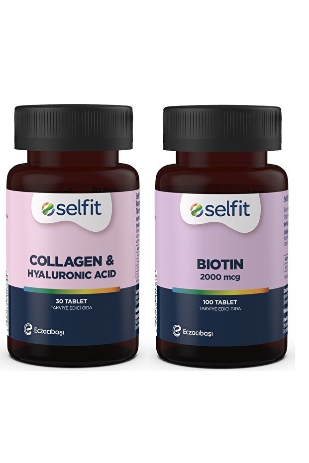 Collagen & Hyaluronic Acid 30 Tabs + Biotin 2000mcg 100 Tabs - TryAladdin