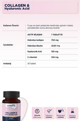 Collagen & Hyaluronic Acid 30 Tabs + Biotin 2000mcg 100 Tabs - TryAladdin