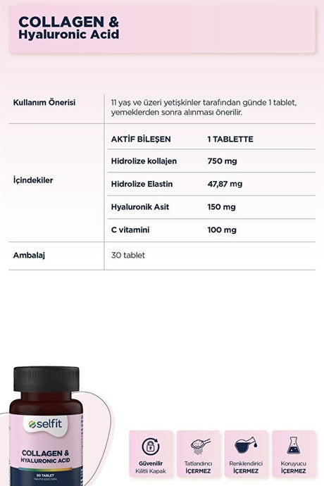 Collagen & Hyaluronic Acid 30 Tabs + Vitamin C 1000mg 20 Eff. - Skin & Immunity - TryAladdin