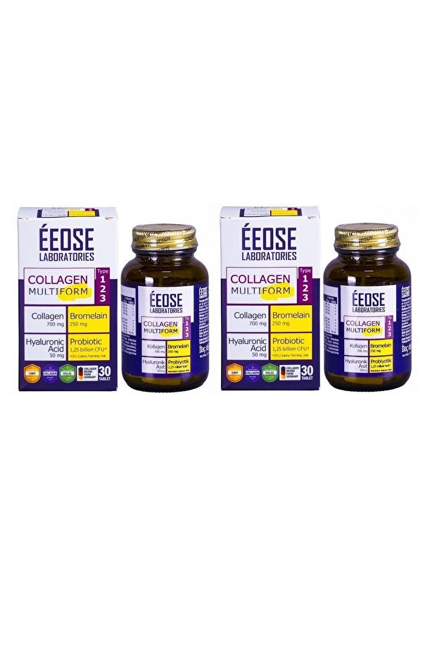 Collagen Multiform Tablets - Type 1, 2, 3 with Bromelain, HA & Probiotics - 30 Tablets x 2 - TryAladdin