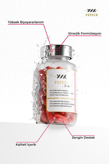 Collagen Peptide Complex - Hyaluronic Acid & Resveratrol - 60 Capsules - TryAladdin