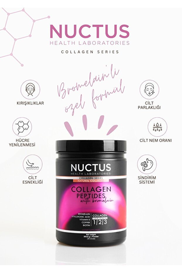 Collagen Peptides with Bromelain - Type 1/2/3, 304.8g Powder - TryAladdin