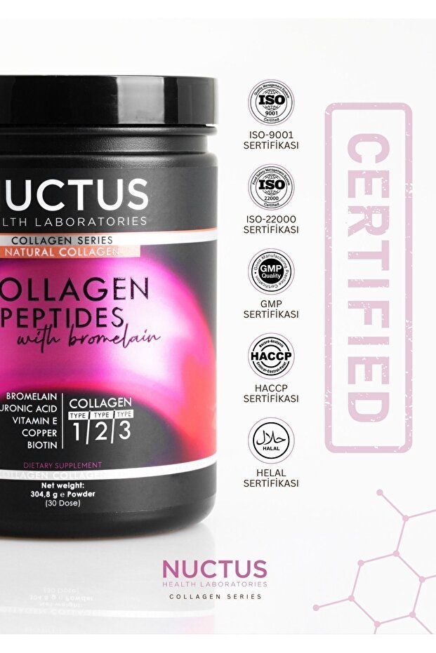 Collagen Peptides with Bromelain - Type 1/2/3, 304.8g Powder - TryAladdin