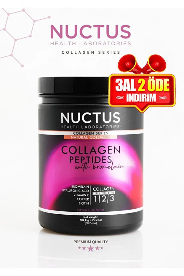 Collagen Peptides with Bromelain - Type 1/2/3, 304.8g Powder - TryAladdin