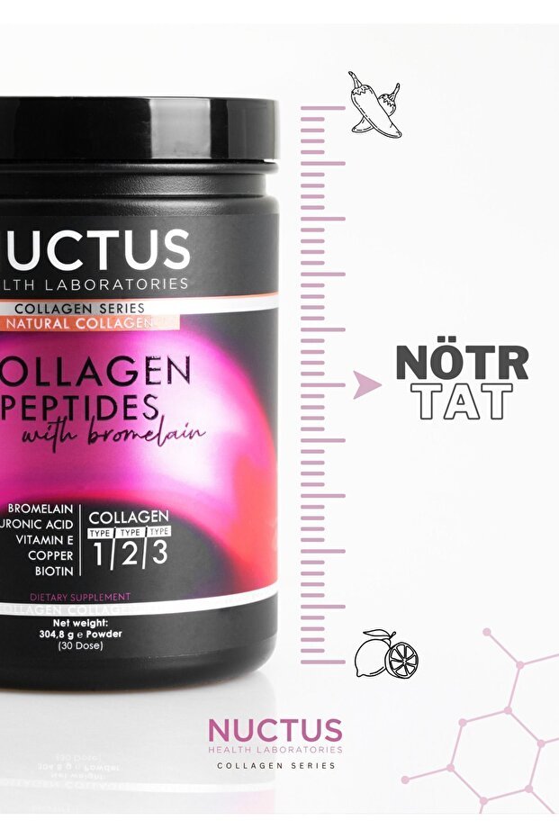 Collagen Peptides with Bromelain - Type 1/2/3, 304.8g Powder - TryAladdin