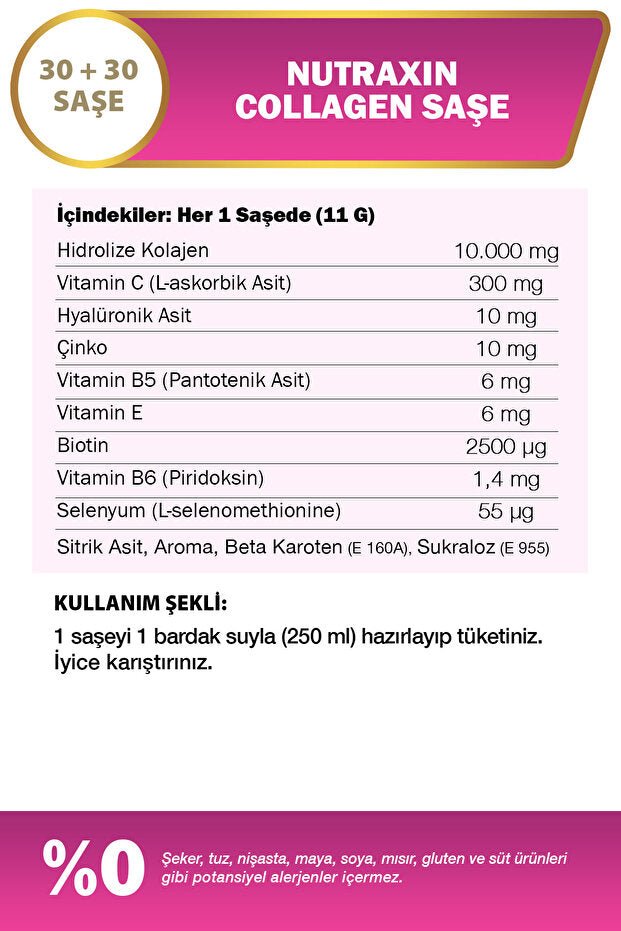 Collagen Sachets - 10,000mg Type 1 & 3, Pineapple, 60 Servings - TryAladdin