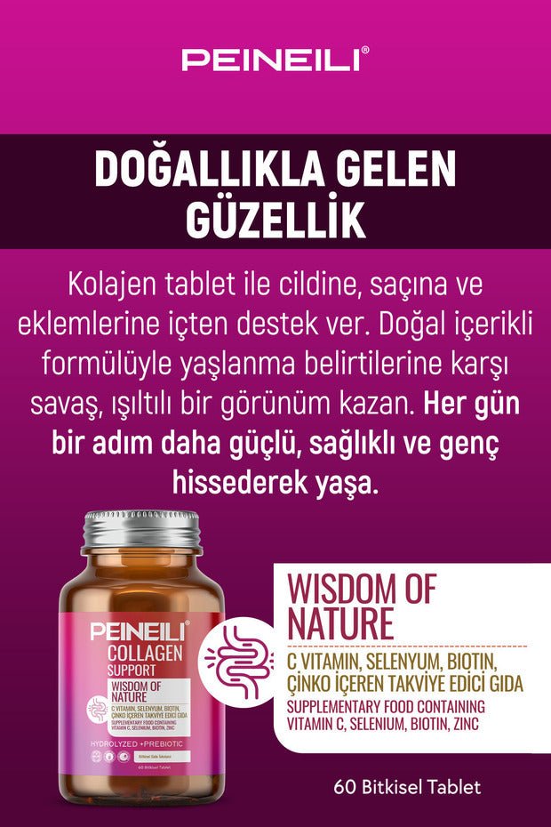 Collagen Support - Hydrolyzed, Prebiotic, 60 Tablets - TryAladdin