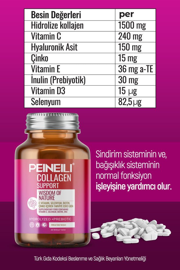 Collagen Support - Hydrolyzed, Prebiotic, 60 Tablets - TryAladdin