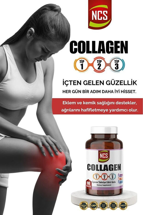Collagen Type 1 - 2 - 3 with Glutathione & Hyaluronic Acid - 90 Tablets - TryAladdin