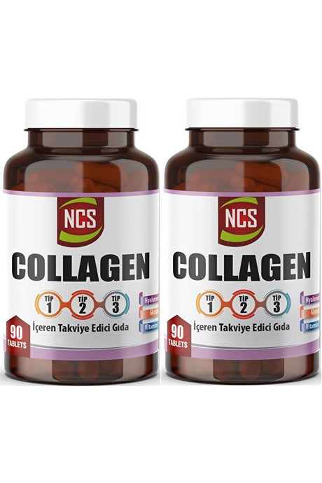 Collagen Type 1 - 2 - 3 with Hyaluronic Acid - 2 x 90 Tablets - TryAladdin