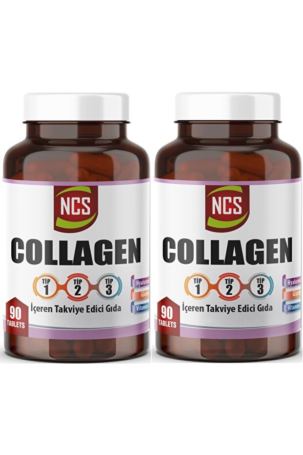 Collagen Type 1 - 2 - 3 with Hyaluronic Acid - 2 x 90 Tablets - TryAladdin