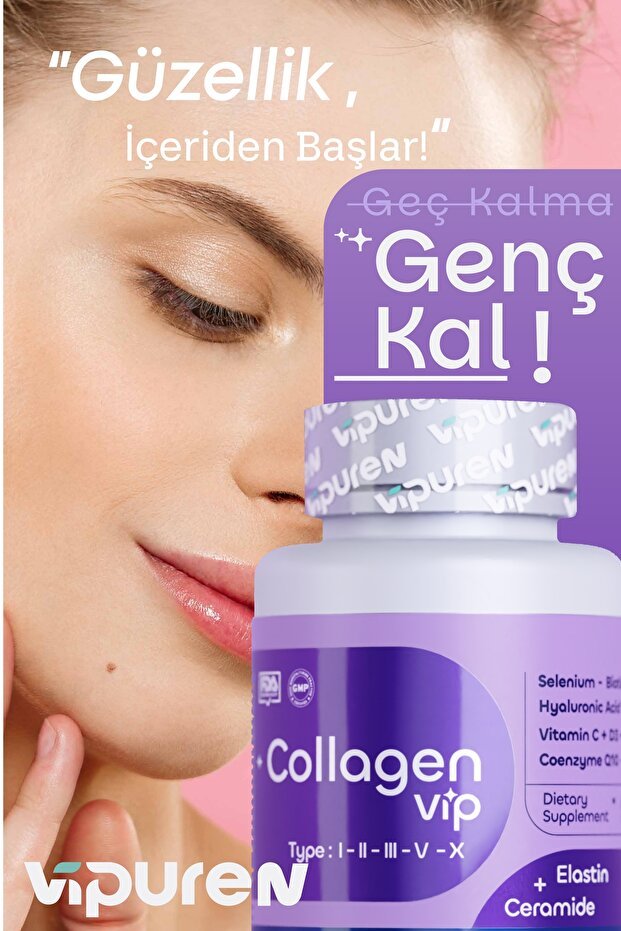 Collagen VIP - 5 Types Collagen, Elastin & Ceramide - 60 Tablets - TryAladdin