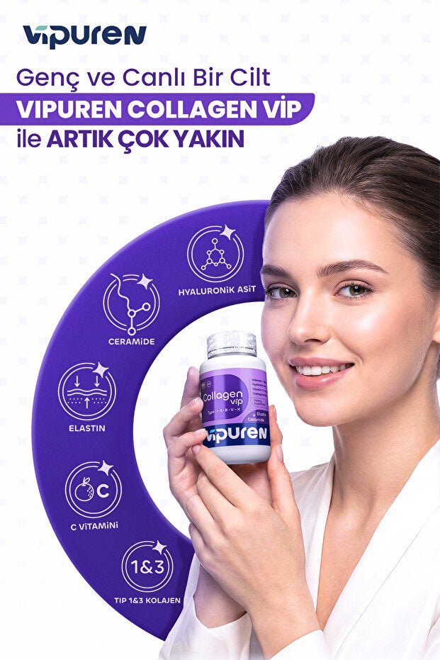 Collagen VIP - 5 Types Collagen, Elastin & Ceramide - 60 Tablets - TryAladdin
