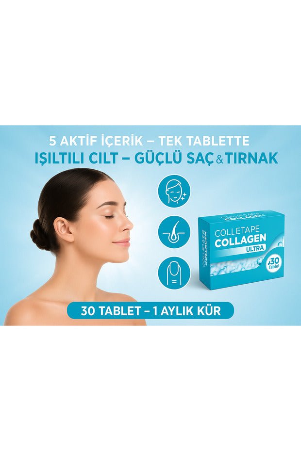 Colletape Collagen Tablets - 30 Tablets for Skin, Hair & Nails - TryAladdin