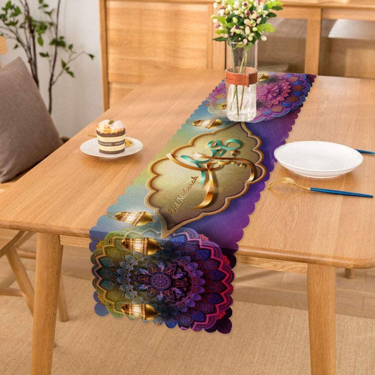 Colorful Blessed - Themed Digital Printed Runner and Cushion Pillow Cover Set - TryAladdin