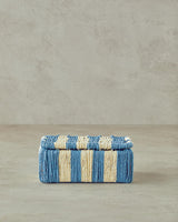 Handcrafted Decorative Paper Rope Storage Box Navy Stripe