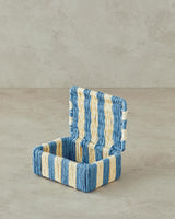 Handcrafted Decorative Paper Rope Storage Box Navy Stripe