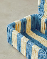 Handcrafted Decorative Paper Rope Storage Box Navy Stripe