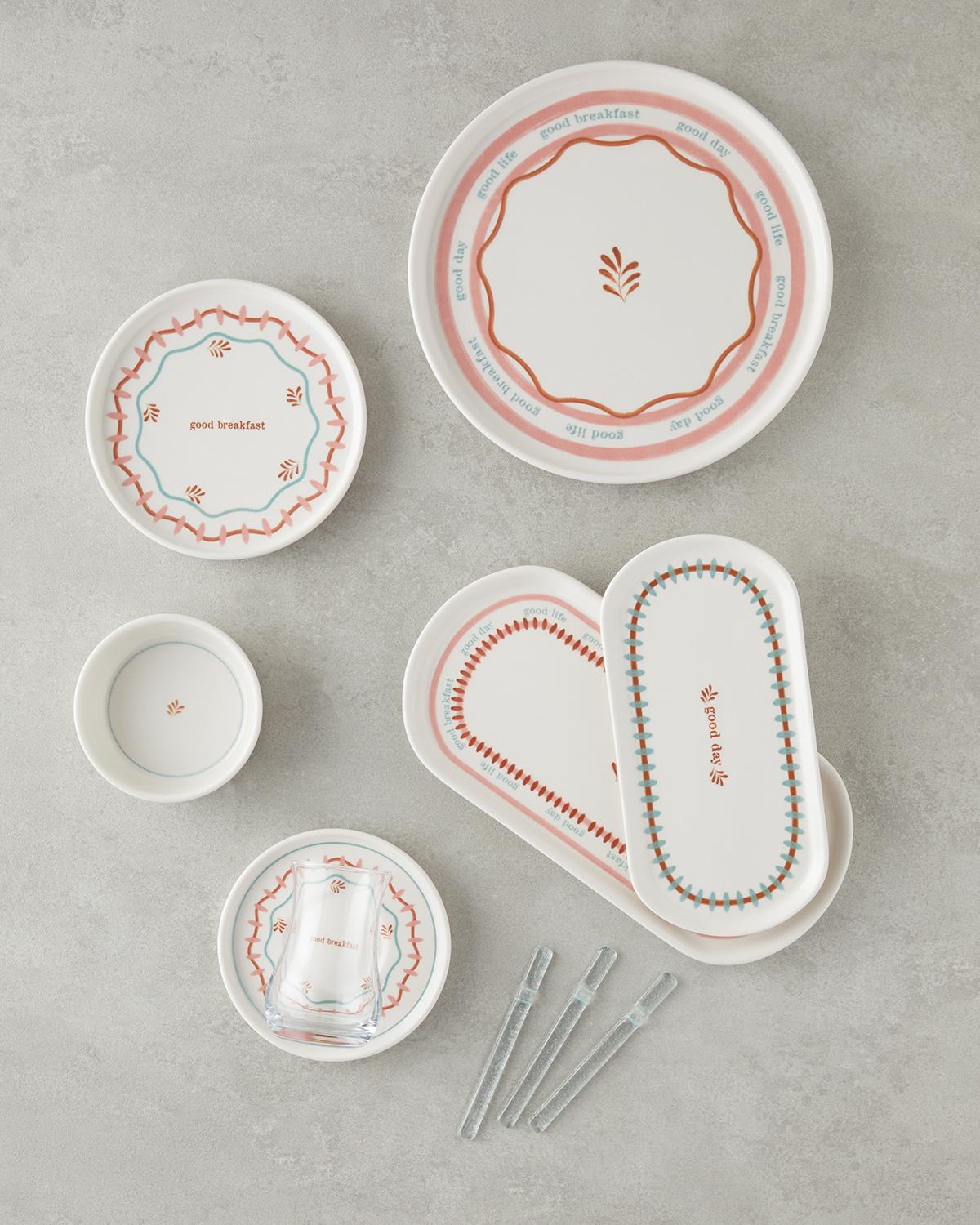Premium Quality Colorful Ceramic 32 Piece 6 Person Breakfast Set