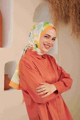 Comfort Floral Cotton Shawl - Soft & Lightweight, Orange - TryAladdin