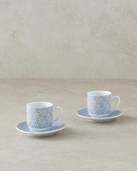 Professional Porcelain Coffee Cup Set 4 Piece Blue Green