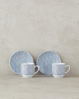 Professional Porcelain Coffee Cup Set 4 Piece Blue Green