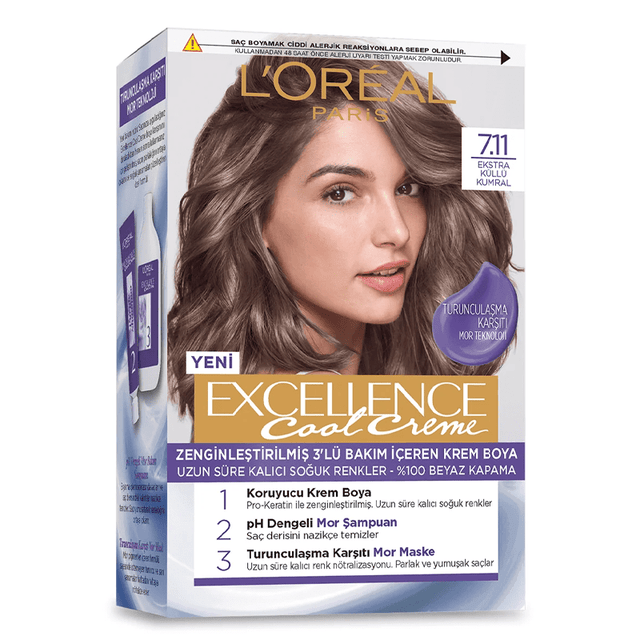 Cool Creme Permanent Hair Color Kit - Extra Ashy Brown 7.11 - TryAladdin