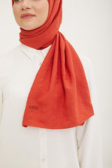 Coral Orange Striped Textured Jazz Shawl - TryAladdin