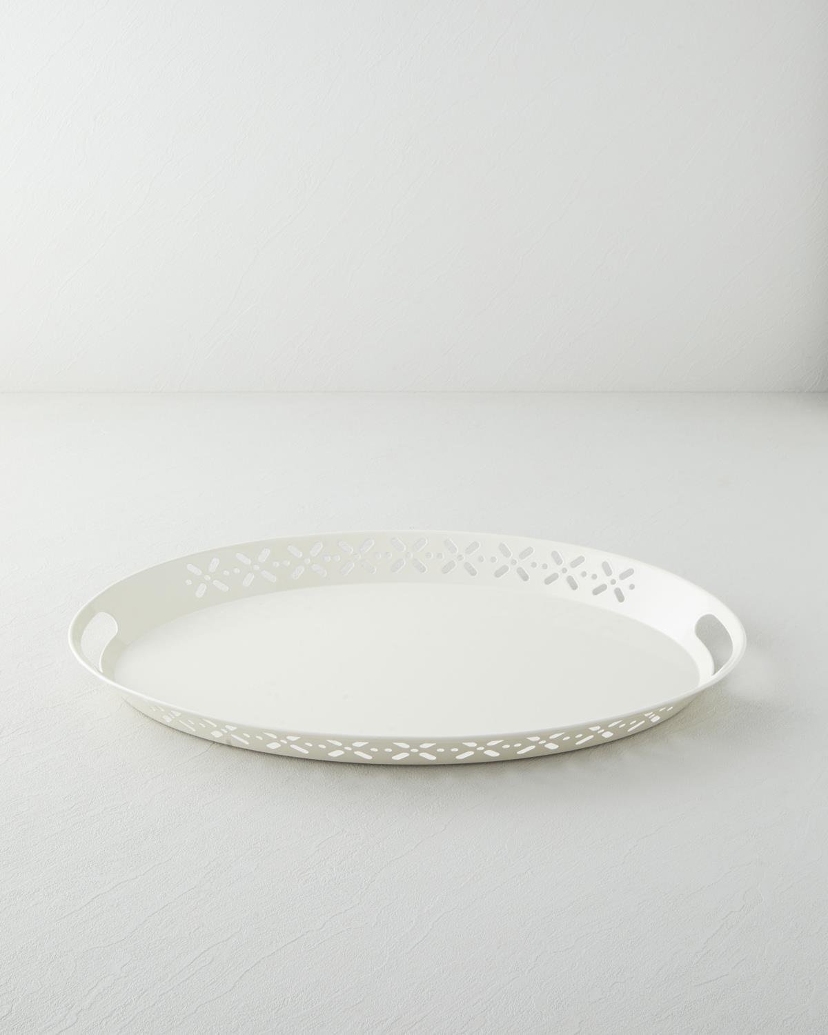 Professional Cream Metal Rectangular Serving Tray - 52x39 cm