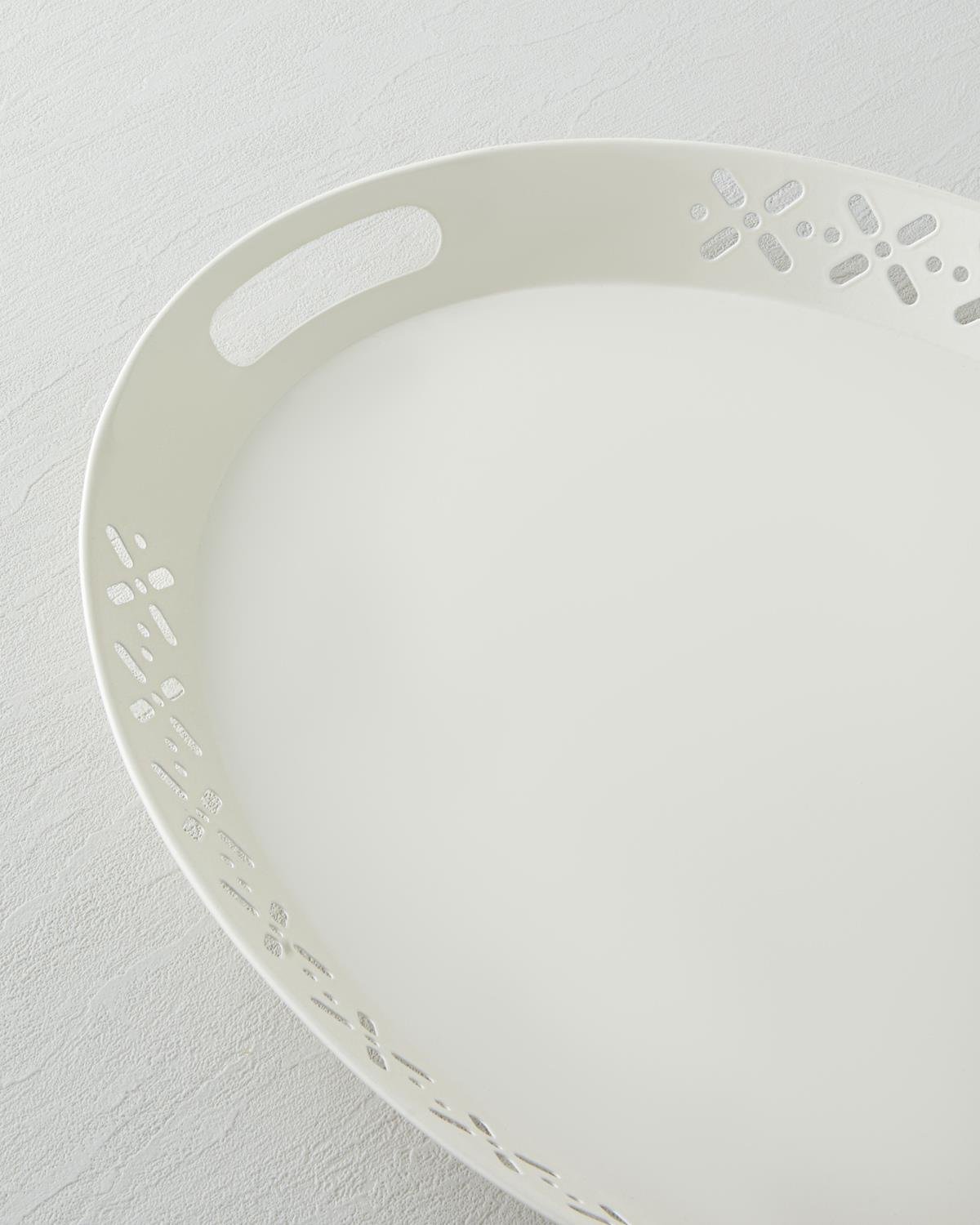 Professional Cream Metal Rectangular Serving Tray - 52x39 cm