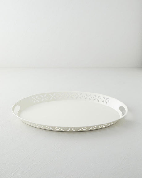 Professional Cream Metal Rectangular Serving Tray - 52x39 cm