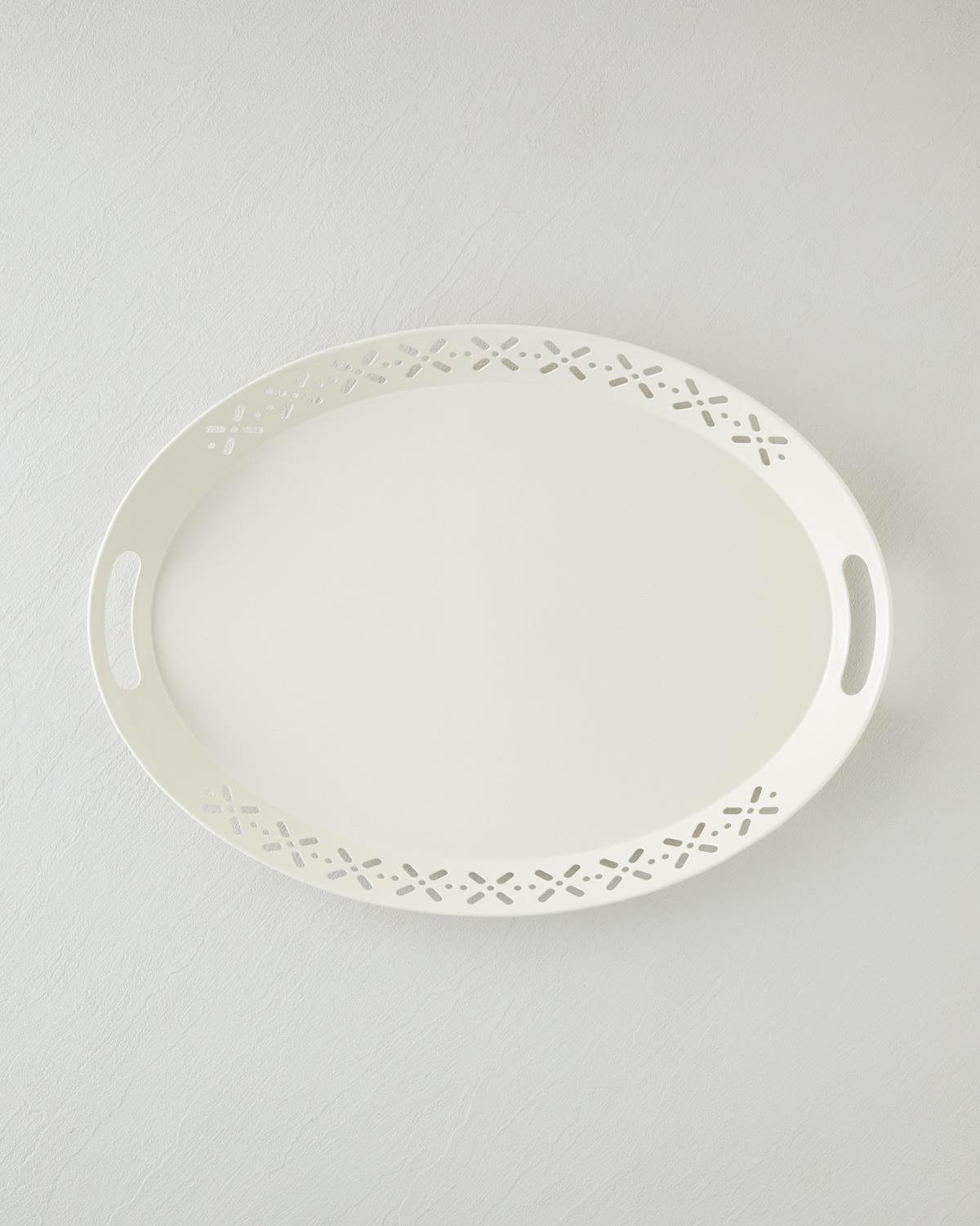 Professional Cream Metal Rectangular Serving Tray - 52x39 cm