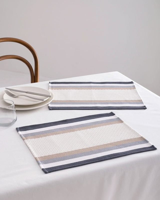 Corinne Gray Beige Placemat Set of 2 - Modern Dining Table Mats - TryAladdin