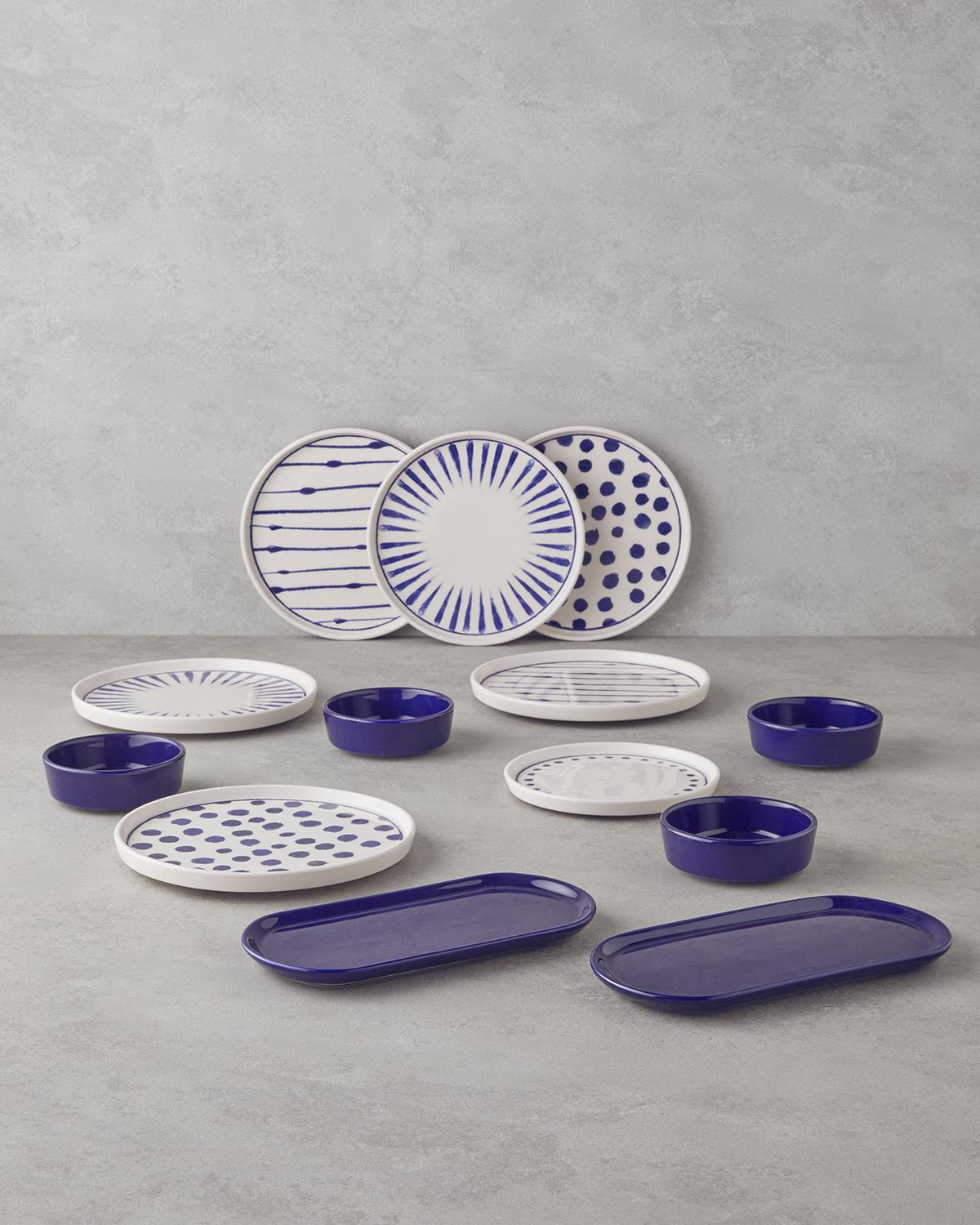 Professional Cosmos Navy Blue Ceramic Breakfast Set - 14 Piece Dinnerware